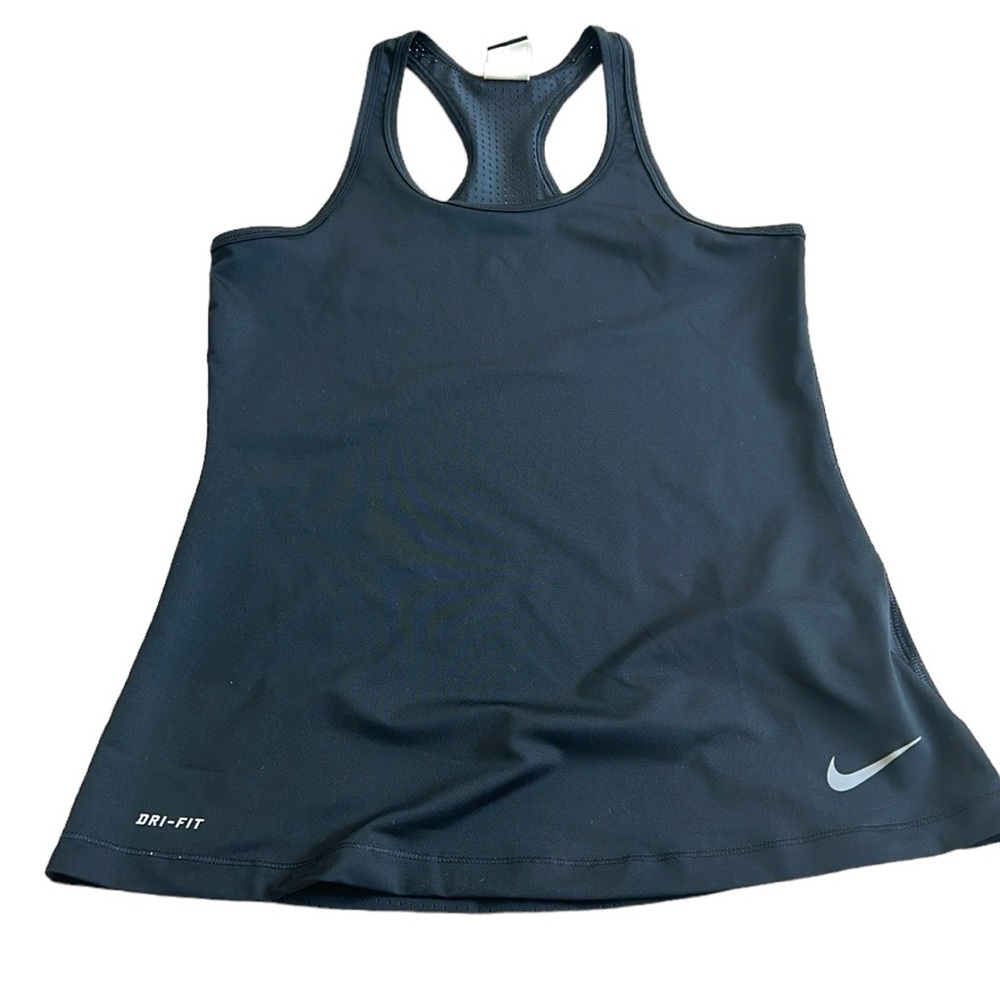 Nike Pro Women’s Racerback Black Tank Top Mesh Back Swoosh Workout Gym Running